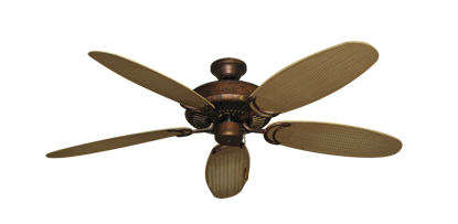 Riviera Burnished Copper with 52" Outdoor Wicker Tan Blades