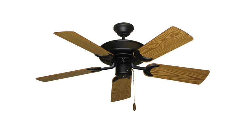 Raindance Ceiling Fan In Matte Black With 44 Oak Blades