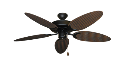 Raindance Matte Black with 52" Outdoor Bamboo Oil Rubbed Bronze Blades