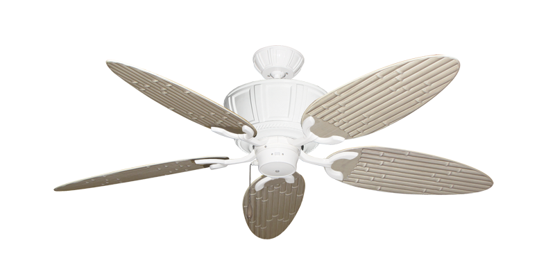 Centurion Pure White with 52" Outdoor Bamboo Distressed White Blades