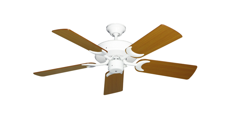 Patio Fan Pure White with 44" Teak Blades
