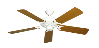 Patio Fan Pure White with 52" Teak Blades