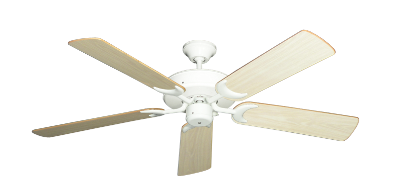 Patio Fan Pure White with 52" Bleached Oak Gloss Blades