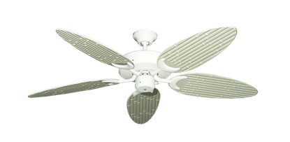Patio Fan Pure White with 52" Outdoor Bamboo Antique White Blades
