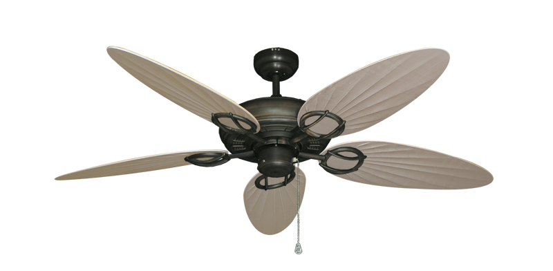 Trinidad Oil Rubbed Bronze with 52" Outdoor Palm Distressed White Blades