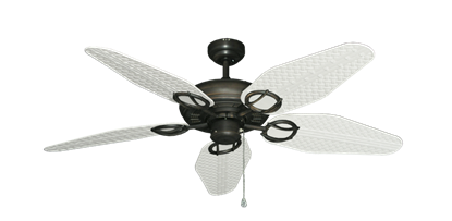 Trinidad Oil Rubbed Bronze with 52" Outdoor Weave Pure White Blades