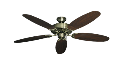 Bermuda Breeze V Antique Brass with 52" Outdoor Leaf Oil Rubbed Bronze Blades