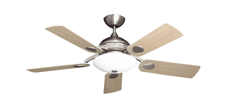 Majestic Ceiling Fan In Satin Steel With 44 Bleached Oak