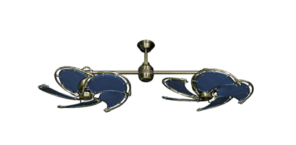 Twin Star III Antique Brass with 30" Nautical Fabric Blue Blades