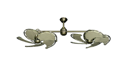 Twin Star III Antique Brass with 30" Nautical Fabric Khaki Blades