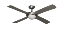 52" Luna Indoor Outdoor Ceiling Fan and Light in Brushed Aluminum with Remote Control