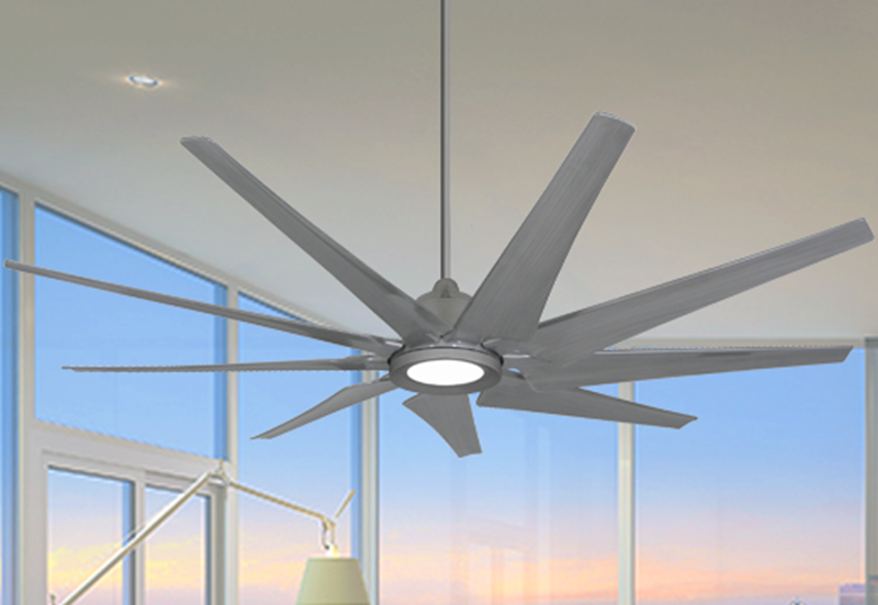 Liberator 82 in. WiFi Enabled Indoor/Outdoor Brushed Nickel Ceiling Fan With 18W LED Array Light