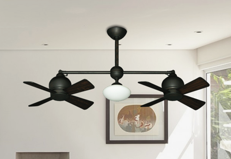 24 Dual Ceiling Fan With Lights In Oil, Double Oscillating Ceiling Fan
