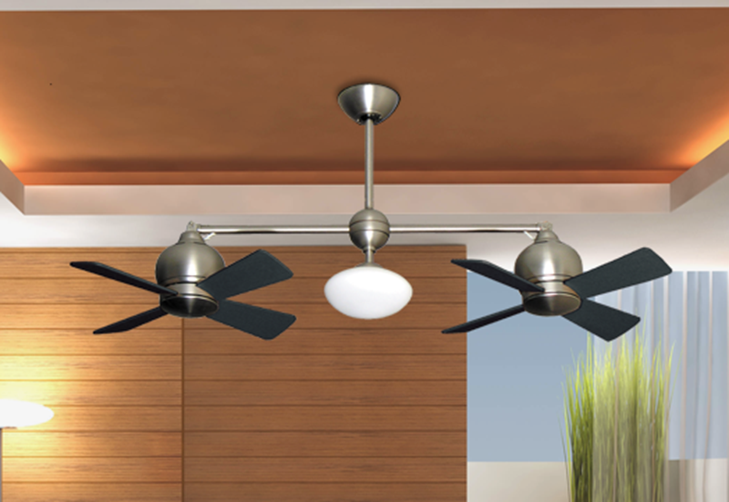 24" Metropolitan Dual Ceiling Fan with Light in Satin Steel