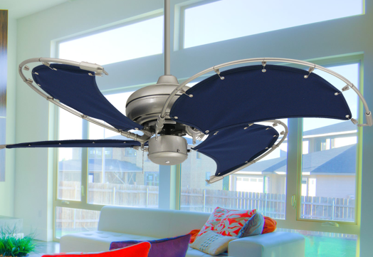 Ceiling Fan With Blue Fabric Blades, Blue Ceiling Fan Blades