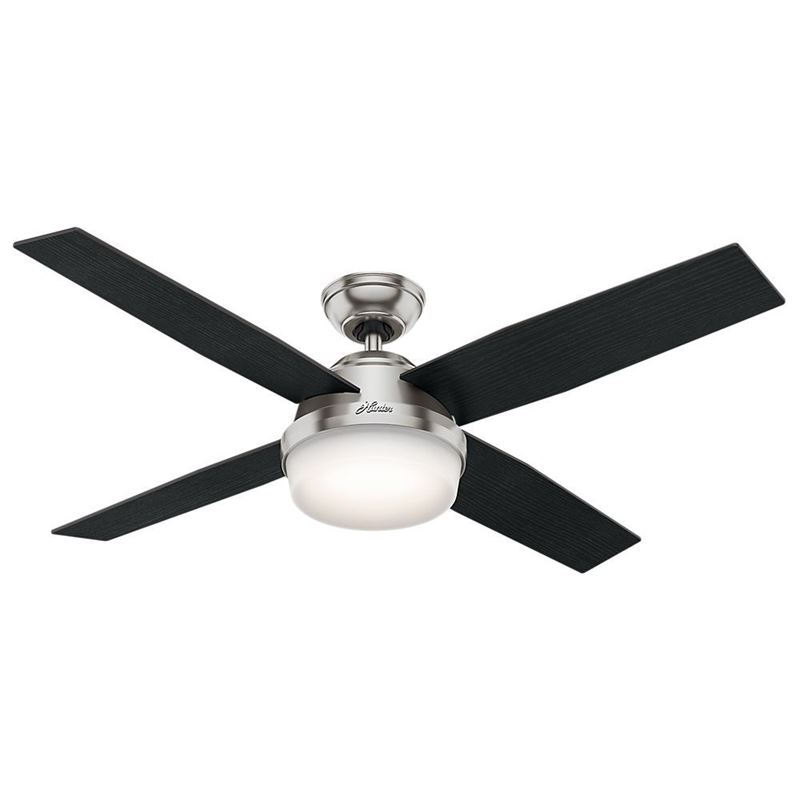 Hunter  52" Dempsey with Light Brushed Nickel Ceiling Fan with Light with Handheld Remote, Model 59216