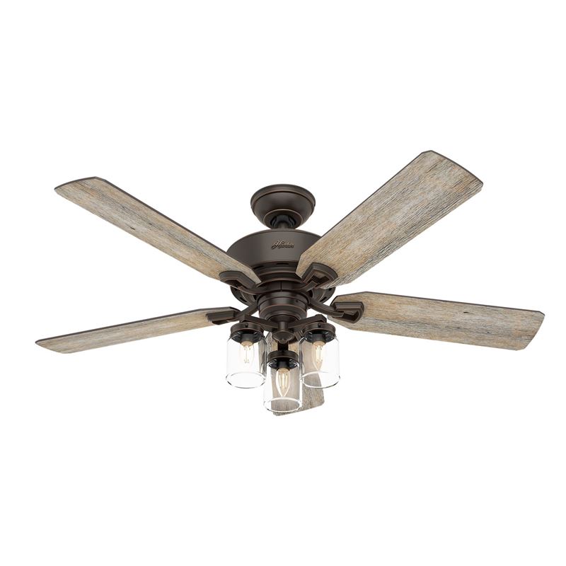 Hunter 52" Devon Park Onyx Bengal Ceiling Fan with Light with Integrated Control System - Handheld, Model 50235