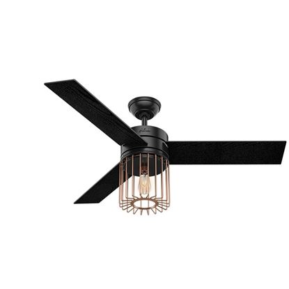 Hunter  52" Ronan Matte Black Ceiling Fan with Light with Handheld Remote, Model 59239