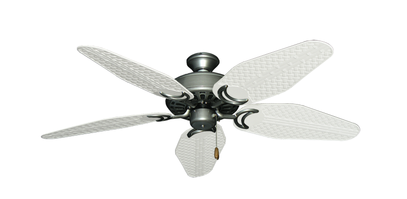 Dixie Belle Brushed Nickel with 52" Outdoor Weave Pure White Blades
