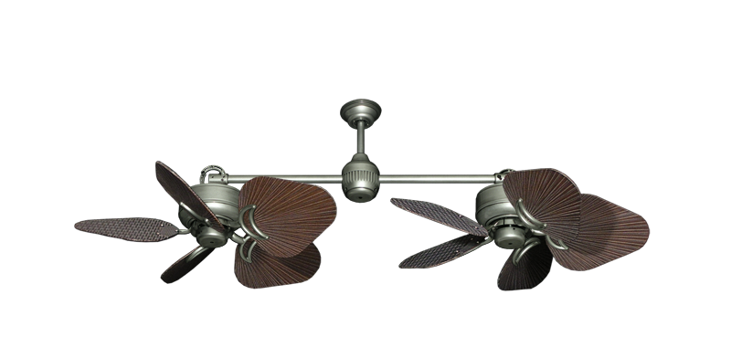 Twin Star III Brushed Nickel with 35" Leaf Oil Rubbed Bronze Blades