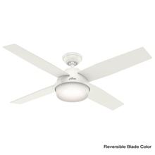 Hunter 52" Dempsey with Light Fresh White Ceiling Fan with Light with Handheld Remote, Model 59217