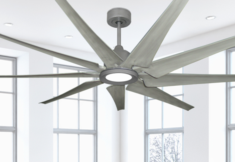 Liberator 72 in. WiFi Enabled Indoor/Outdoor Brushed Nickel Ceiling Fan With Stone Blades and 18W LED Array Light