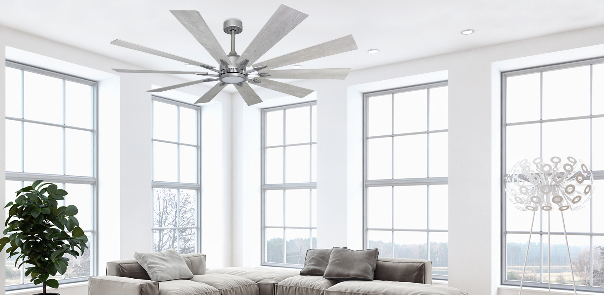 Fusion WiFi Enabled 66" Brushed Nickel Ceiling Fan with LED Light and Remote