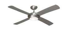 52" Luna Indoor Outdoor Ceiling Fan and Light in Brushed Aluminum with Remote Control