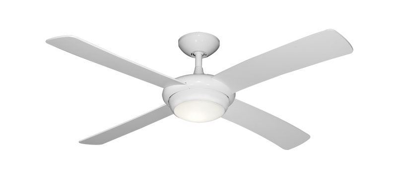 52" Luna Indoor Outdoor Ceiling Fan and Light in Pure White with Remote Control	