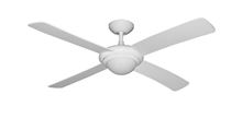 52" Luna Indoor Outdoor Ceiling Fan and Light in Pure White with Remote Control